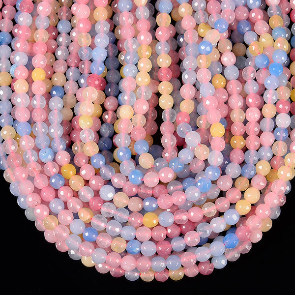 Morganite Color Jade Gemstone Facetecd Round 6MM Loose Beads (D630)