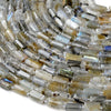 Natural Labradorite Gemstone 12X8MM Faceted Cylinder Round Tube Loose Beads (D464)