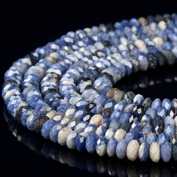 Natural Blue Sapphire Gemstone Grade AA 4X2MM Micro Faceted Rondelle Loose Beads 15 inch Full Strand (80018102-P87)