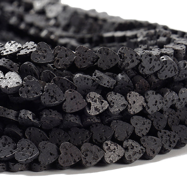 Black Lava Gemstone Love Heart 6MM Loose Beads (D643)