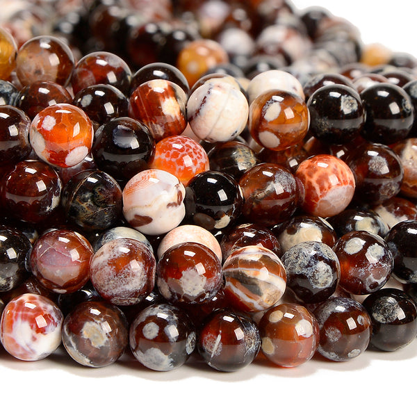 Coffee White Fire Agate Gemstone Round 6MM 8MM 10MM 12MM Loose Beads (D704)