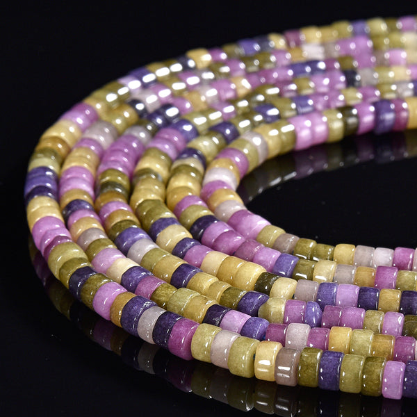 Multi Jade Gemstone Heshi Rondelle Slice 4X2MM Loose Beads 14.5 inch Full Strand (80019479-P106)