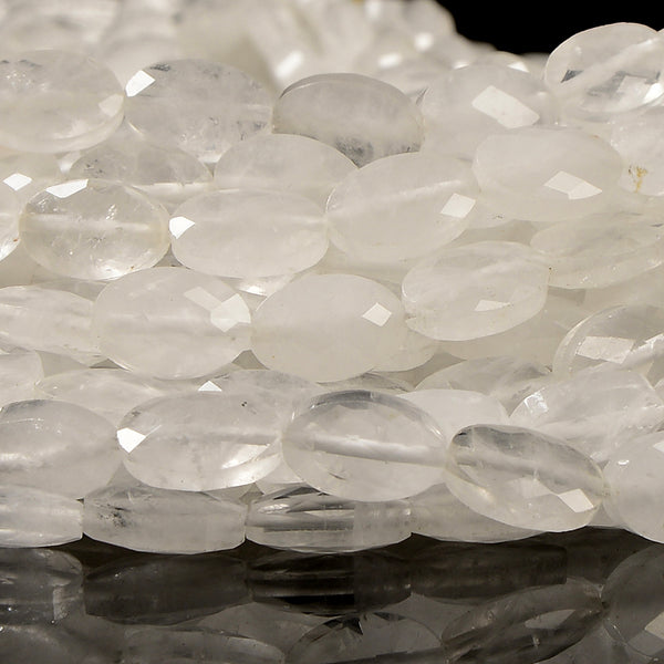 Natural Rock Crystal Clear Quartz Gemstone Micro Faceted Oval 8X6MM 11X7MM Loose Beads 7.5inch Half Strand (D719)