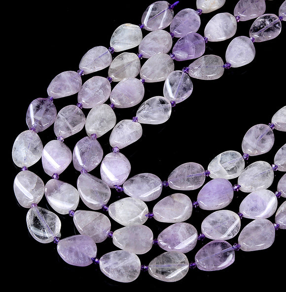 Natural Lavender Amethyst Gemstone 20X15MM Twist Oval Loose Beads (D425)