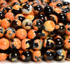 Black Orange Fire Agate Gemstone Round 6MM 8MM 10MM Loose Beads (D697)