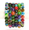 Multi Color Fire Agate Gemstone Faceted Round Bracelet 10MM 7.5 inch Strand (80021378-S57)