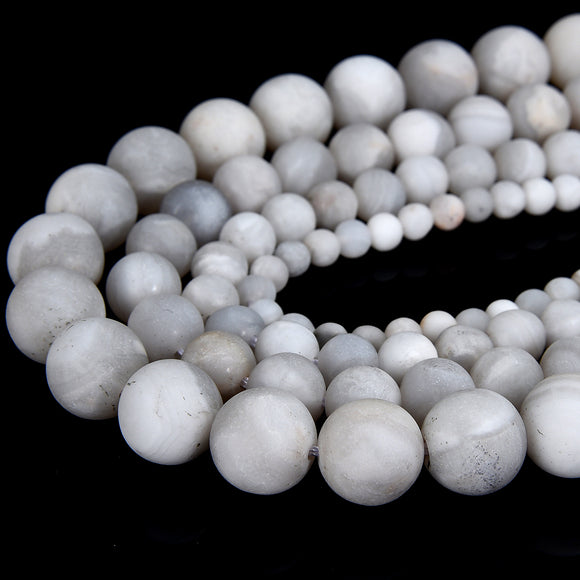 Natural Matte White Crazy Lace Agate Gemstone Round 4MM 6MM 8MM 10MM Loose Beads (D547)