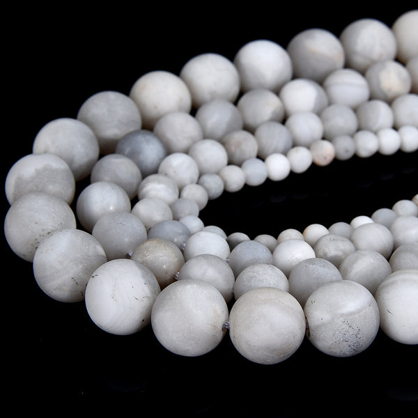 Natural Matte White Crazy Lace Agate Gemstone Round 4MM 6MM 8MM 10MM Loose Beads (D547)