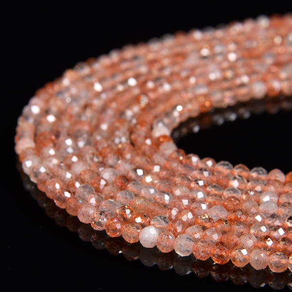 Natural Sunstone Gemstone Micro Faceted Round 2MM Loose Beads 15 inch Full Strand (80020497-P114)