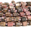 Natural Rhodonite Gemstone Faceted Round Tube Hexagon 10X8MM Loose Beads (D721)