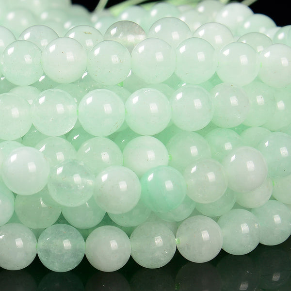 Mint Green Jade Gemstone Round 8MM Loose Beads 14.5 inch Full Strand (80020229-D629)