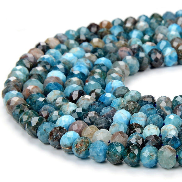 Natural Blue Apatite Gemstone Grade A Micro Faceted Rondelle 5X4MM Loose Beads (P92)