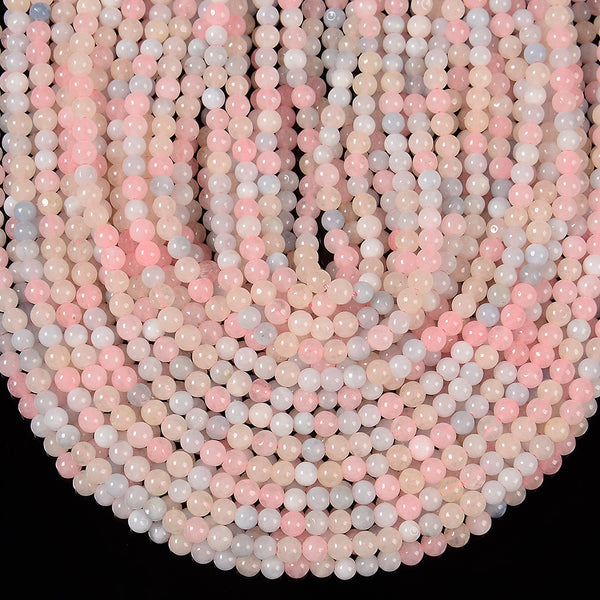 Morganite Color Jade Gemstone Round 4MM Loose Beads 14.5 inch Full Strand (80020078-D617)