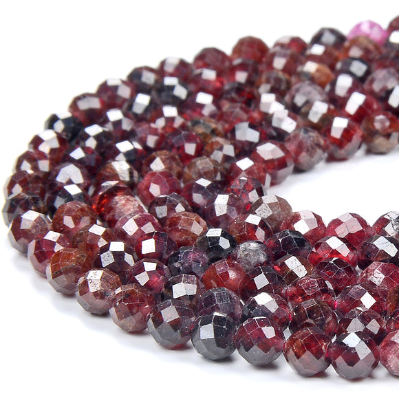 4MM Natural Red Garnet Gemstone Micro Faceted Round Loose Beads 15.5 inch Full Strand (80017909-P83)