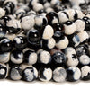 Black White Fire Agate Gemstone Round 6MM 8MM 10MM Loose Beads (D699)