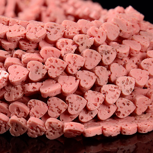 Pink Lava Gemstone Love Heart 6MM Loose Beads (D643)