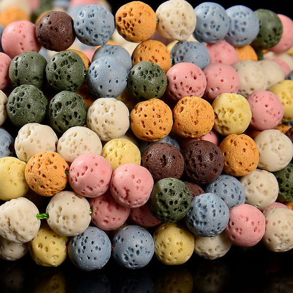 Multi Color Lava Gemstone Round 4MM 6MM 8MM 10MM Loose Beads (D639)