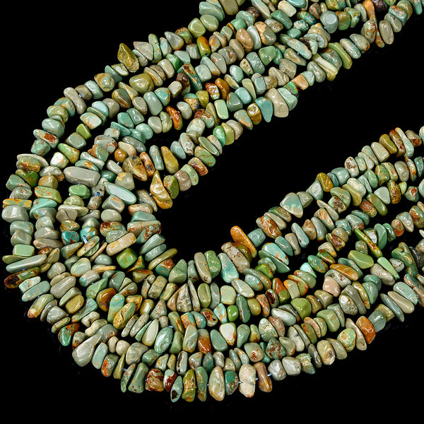 100% Genuine Natural Turquoise Green Brown Gemstone Pebble Nugget Chip 4-6MM 5-8MM 6-10MM Loose Beads (D431)