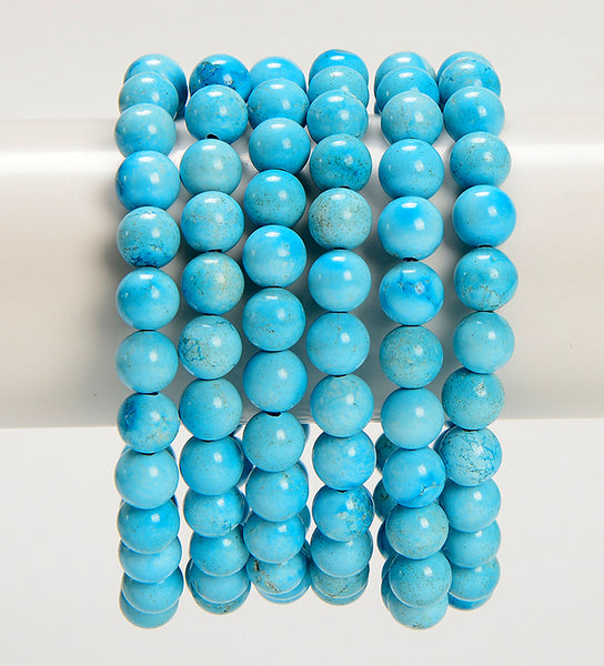 Turquoise Gemstone Round Bracelet 7-8MM 7.5 inch Strand (80021362-S56)