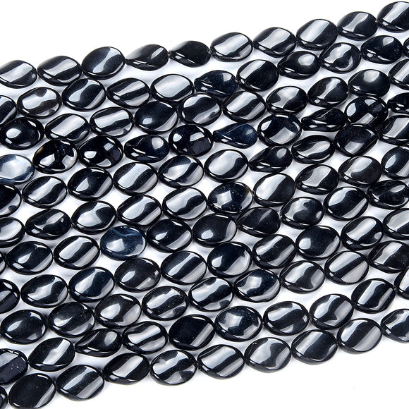 Natural Black Onyx Gemstone 16X12MM Twist Oval Loose Beads (D425)