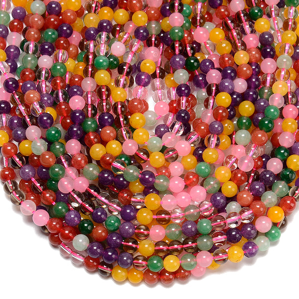 Multi Color Jade Gemstone Round 6MM Loose Beads 14.5 inch Full Strand (80020207-D627)