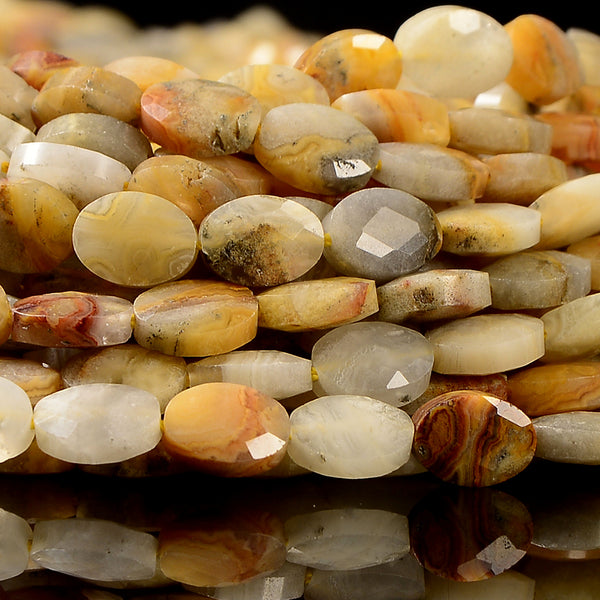 Natural Crazy Lace Agate Gemstone Micro Faceted Oval 8X6MM Loose Beads 7.5 inch Half Strand (80021460-D717)