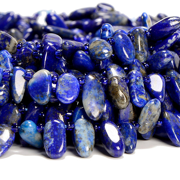 Natural Lapis Lazuli Gemstone Stick Pebble Chip 9-17MM Loose Beads (D714)