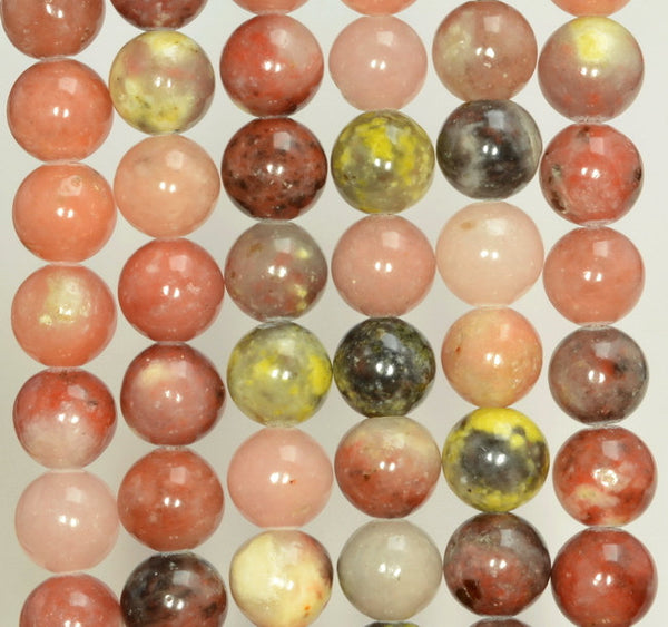 6mm Blossom Jasper Gemstone Yellow Red Round Loose Beads 15 inch Full Strand (80005995-M39)