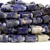 Natural Sodalite Gemstone Faceted Round Tube Hexagon 10X8MM Loose Beads (D724)