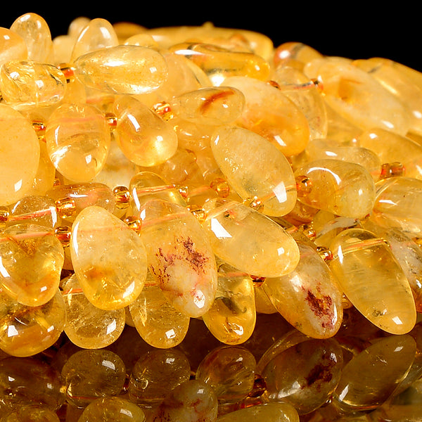 Natural Citrine Gemstone Stick Pebble Chip 14-26MM Loose Beads (D715)