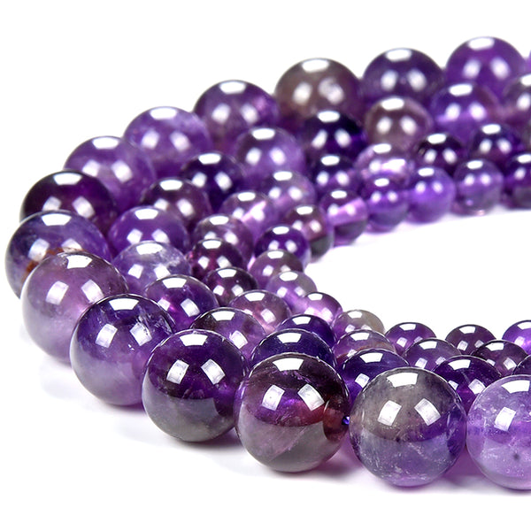 Natural Amethyst Gemstone Grade AA Round 5MM 6MM 8MM 9MM 10MM Loose Beads (D493)