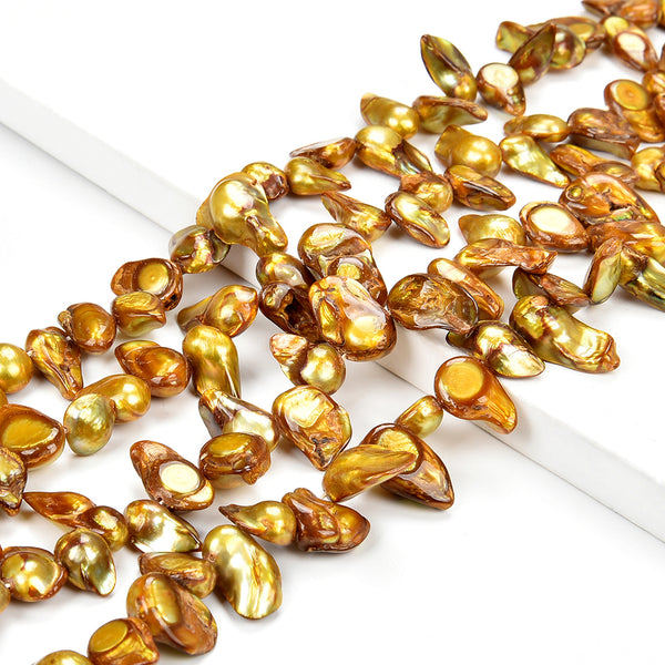 Fireball Baroque Freshwater Golden Pearl Gemstone Baroque 14-17MM Loose Beads (S32)