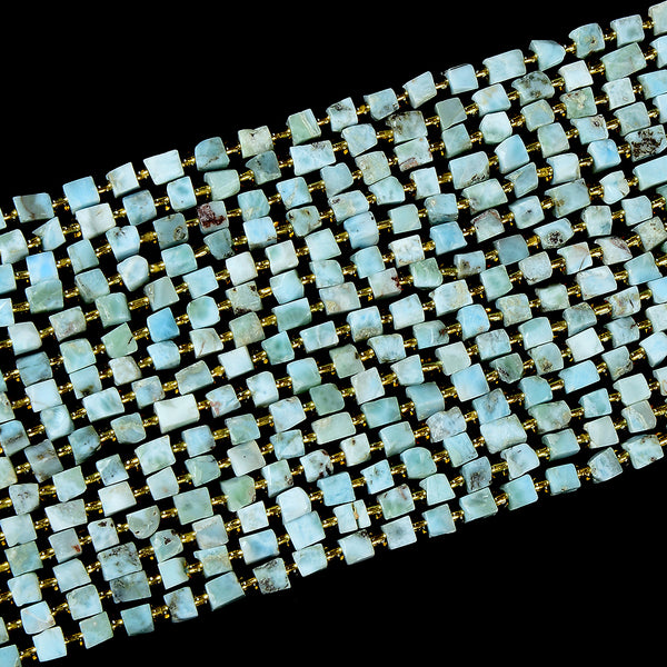 Dominican Larimar Gemstone Cube 5-7MM 6-7MM Loose Beads 7.5 inch Half Strand (A237)