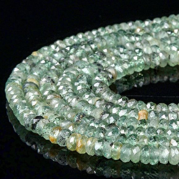 Natural Rare Mica In Green Kyanite Gemstone Grade AAA Micro Faceted Rondelle 3X2MM 4X2MM Loose Beads (P89)