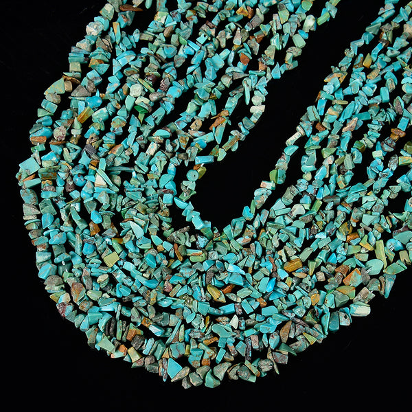100% Genuine Natural Blue Turquoise Gemstone Pebble Nugget Chip 3-4MM Loose Beads (D613)
