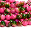 Pink Green Fire Agate Gemstone Round 10MM Loose Beads (D708)