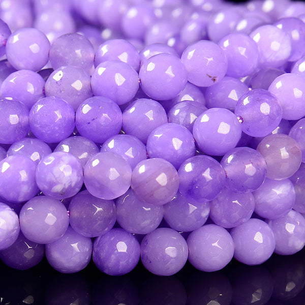 Light Purple Jade Gemstone Facetecd Round 8MM Loose Beads (D632)