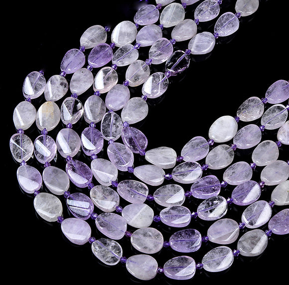 Natural Lavender Amethyst Gemstone Twist Oval 16X12MM 18X13MM 24X18MM Loose Beads (D422)