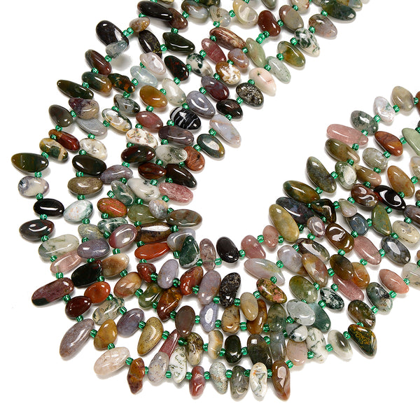 Natural Ocean Agate Gemstone Stick Pebble Chip 9-17MM Loose Beads (D714)