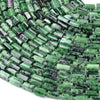 Natural Ruby Zoisite Gemstone 12X8MM Faceted Cylinder Round Tube Loose Beads (D464)