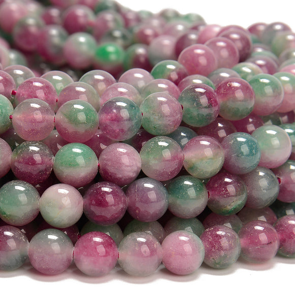 Tourmaline Color Jade Gemstone Round 8MM Loose Beads 14.5 inch Full Strand (80020100-D619)