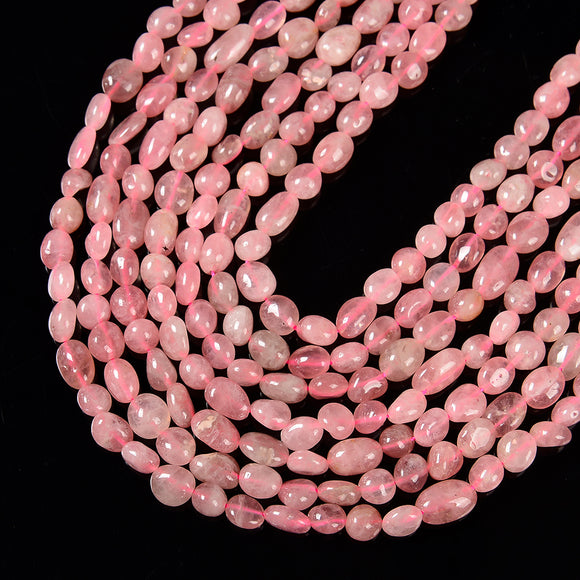 Natural Madagascar Rose Quartz Gemstone Grade AAA Pebble Nugget Granule 6-8MM 8-10MM Loose Beads (D600)