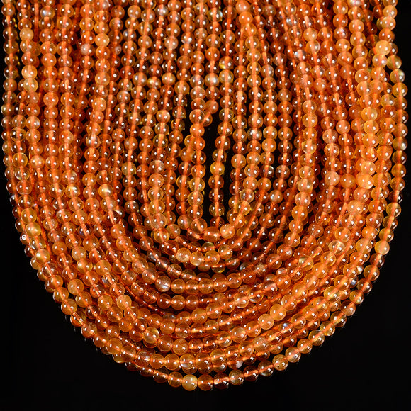Natural Andesine Orange Labradorite Gemstone Grade AAA Round 4MM 5MM 6MM Loose Beads7.5 inch Half Strand (P110)