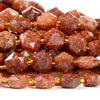 Natural Strawberry Lepidocrocite Quartz Gemstone Micro Faceted Hexagon Star 11MM Loose Beads 7.5 inch Half Strand (80021643-D722)