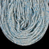 Natural Aquamarine Gemstone Grade AA Micro Faceted Round 3MM Loose Beads 15 inch Full Strand (80020509-P115)