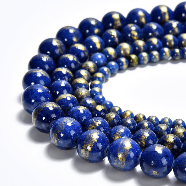 Blue Gold Mashan Jade Gemstone Round 4MM 6MM 8MM 10MM Loose Beads (D572)