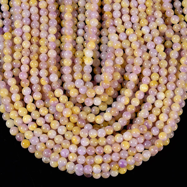 Yellow Pink Jade Gemstone Round 6MM Loose Beads 14.5 inch Full Strand (80020219-D628)