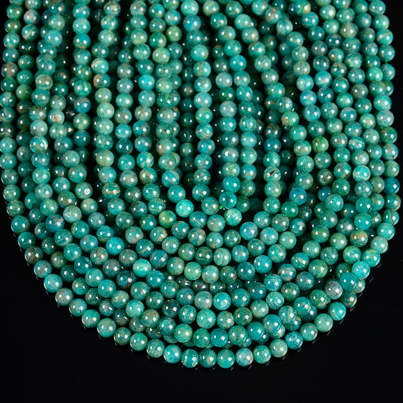 Natural Russian Amazonite Gemstone Grade AA Round 4MM 5MM 6MM 7MM Loose Beads 7.5 inch Half Strand (P112)