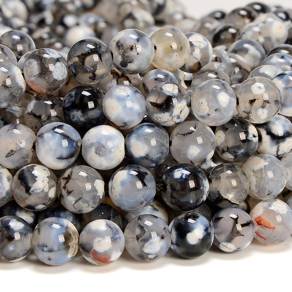 Black White Fire Dragon Veins Agate Gemstone Round 6MM 8MM 10MM 12MM Loose Beads (D699)