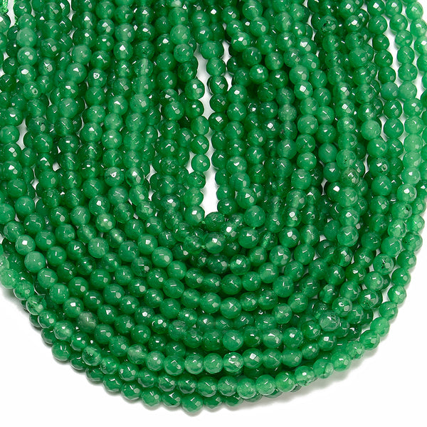 Aventurine Green Jade Gemstone Facetecd Round 6MM Loose Beads (D630)